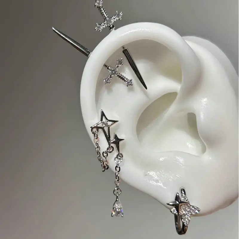 Excalibur Sword Ear Stud, Surgical Steel Sword Cartilage Earring, Anti-Allergic Helix & Conch Piercing Jewelry