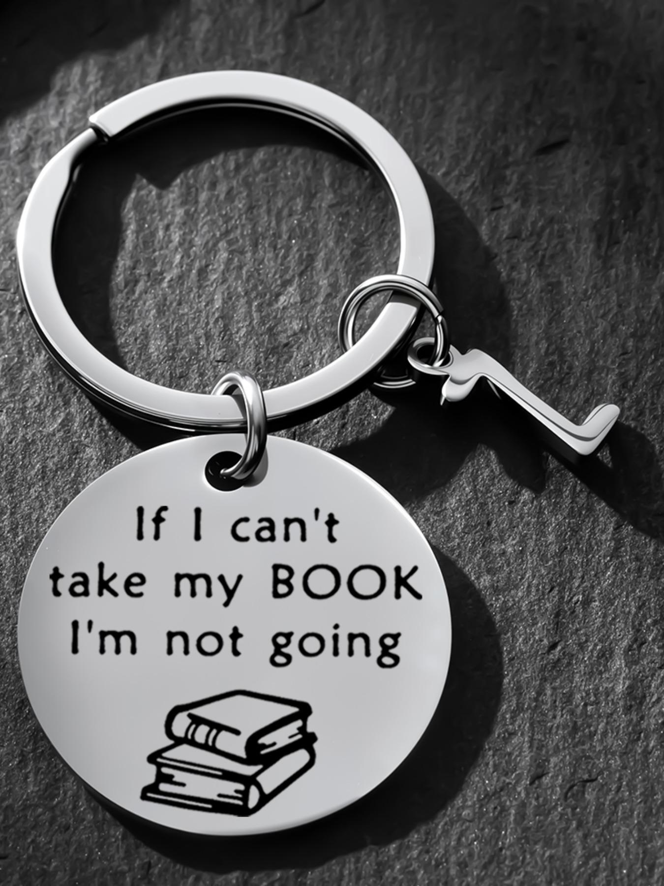 Personalized Initial Keychain, Funny Book Lover Gift, Bookworm Gift, Birthday Christmas Gift, Bibliophile Gift, Book Club Gift