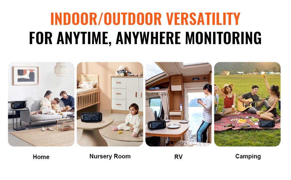 VEVOR Air Quality Monitor 9-IN-1, CO2, Temperature, Humidity, Formaldehyde TVOC AQI Tester, Professional PM2.5 PM10 PM1.0 Particle Counter for Indoor/Outdoor, Air Quality Meter w/Alarm Thresholds