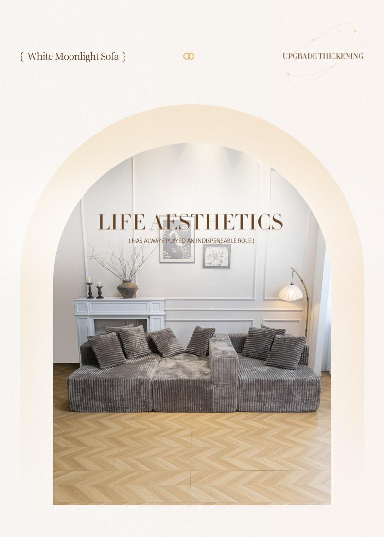 132''U-Shape Modular Sectional Couch Sofa Boneless Compressed Corduroy Modern Sleeper Space-Efficient Convertible Design 3 Packages Shipping