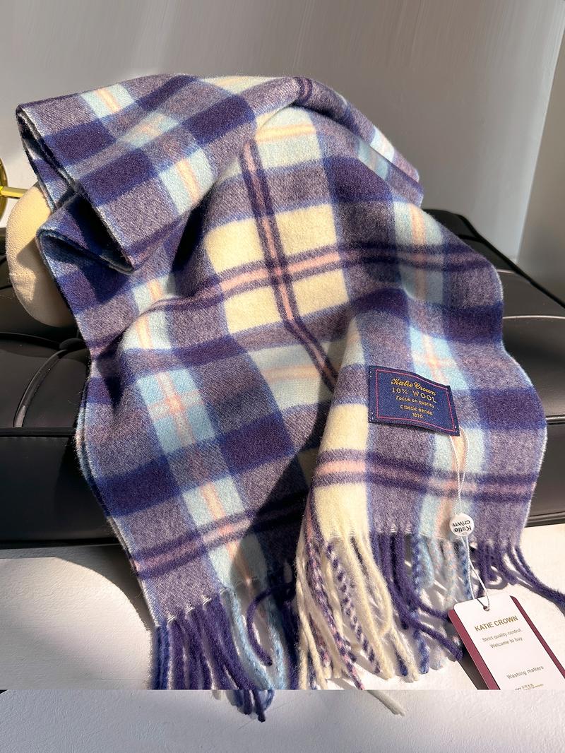 Women's Plaid Scarf for Fall & Winter, Casual Fitted Design, Warm Fashion Accessory for Daily Wear, Stylish Ladies' Wrap