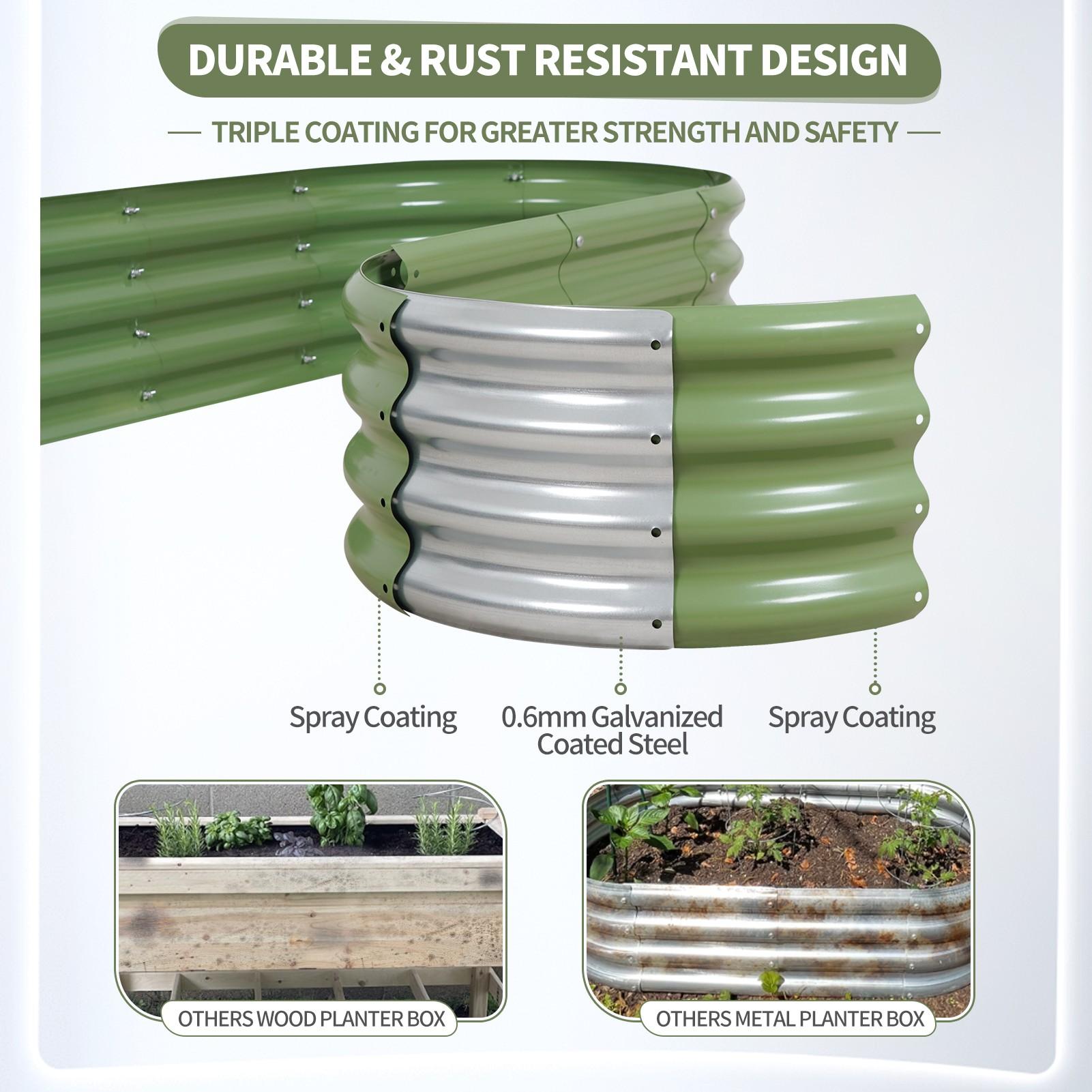 1pc Oval Metal Raised Garden Bed 4x2x1ft Steel Planter Box Kit for Vegetables Flowers Herbs Easy Tool Free Assembly Rust Resistant Deep Root Design