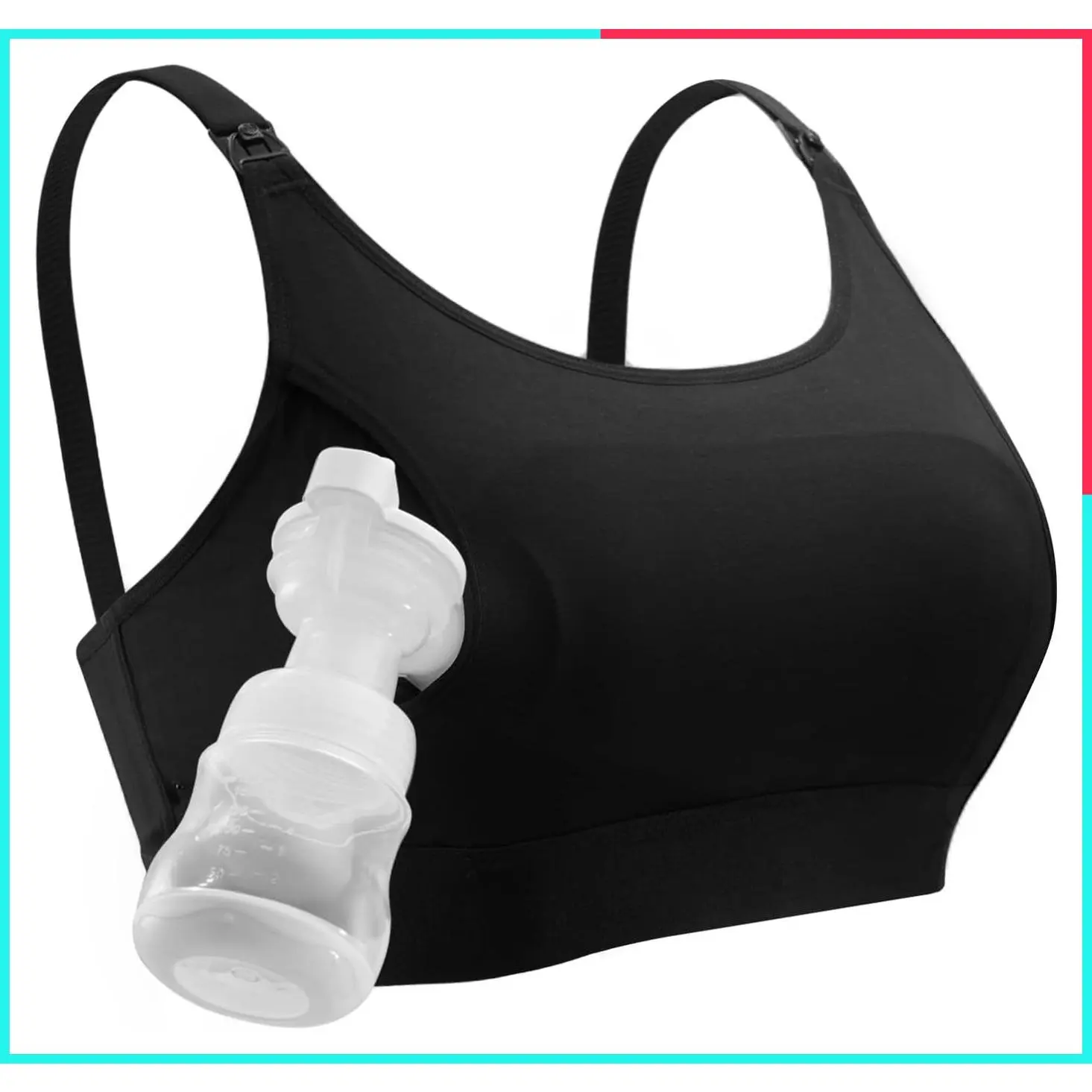 Hands-Free Pumping & Nursing Bra, Adjustable Cotton Breast Pump Bra with Pump Hold, One-Step Nursing Clasp, Secure Flanges, Free Nursing Pads Included