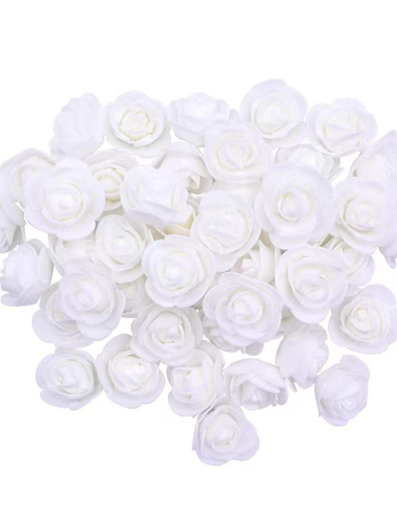 100pcs Pe Rose Foam Flower Heads, Wedding Party Decoration Accessories, Artificial Fake Flowers for Candy Boxes, Realistic Foam Flowers