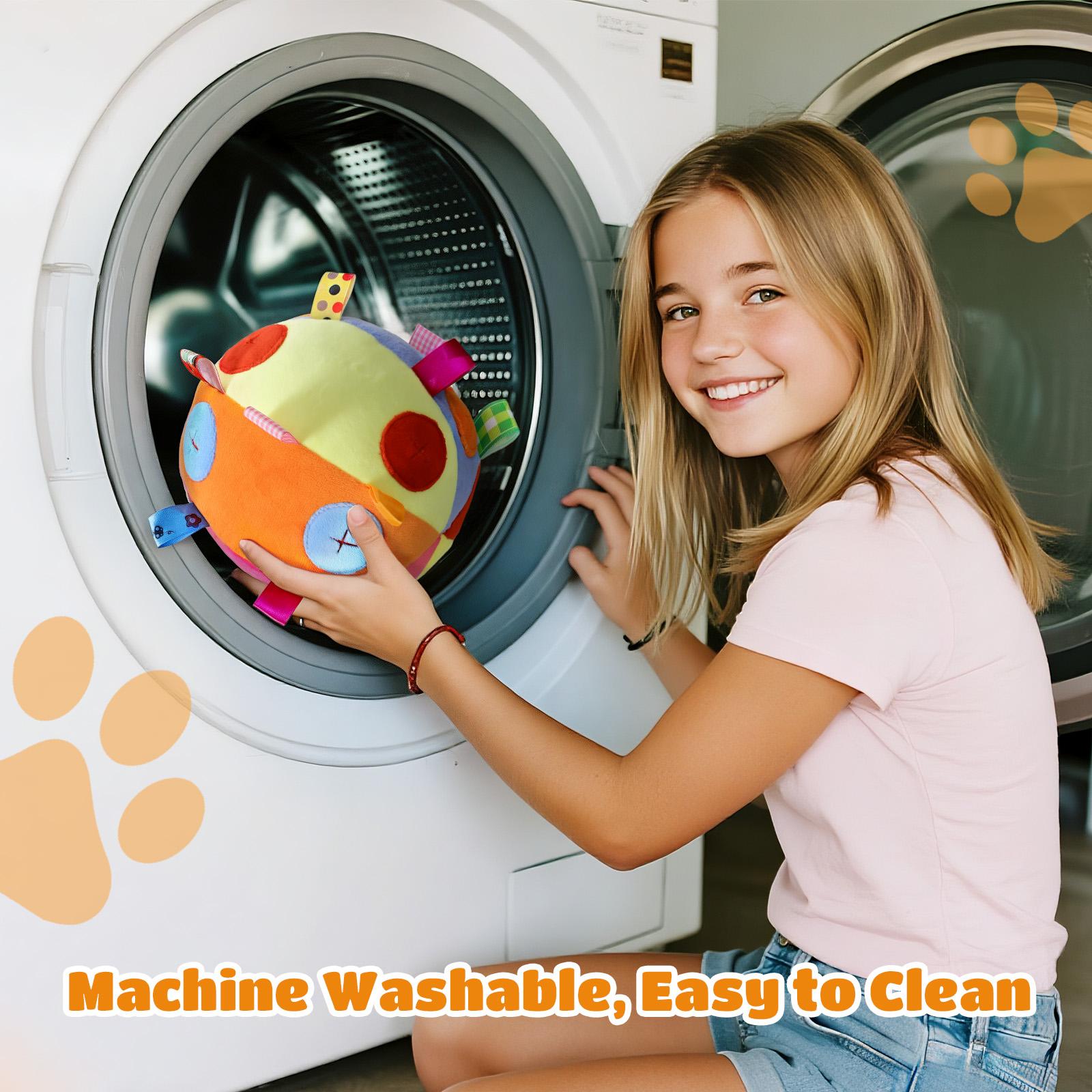 Pawaboo Dog Toy Ball, Dog Snuffle Treats Feeding Ball Toy for Slow Eating and Keep Busy, Interactive Puppy Cotton Fillings Ball Food Hidden Relieve Boredom Exercise Game IQ Training with Bell