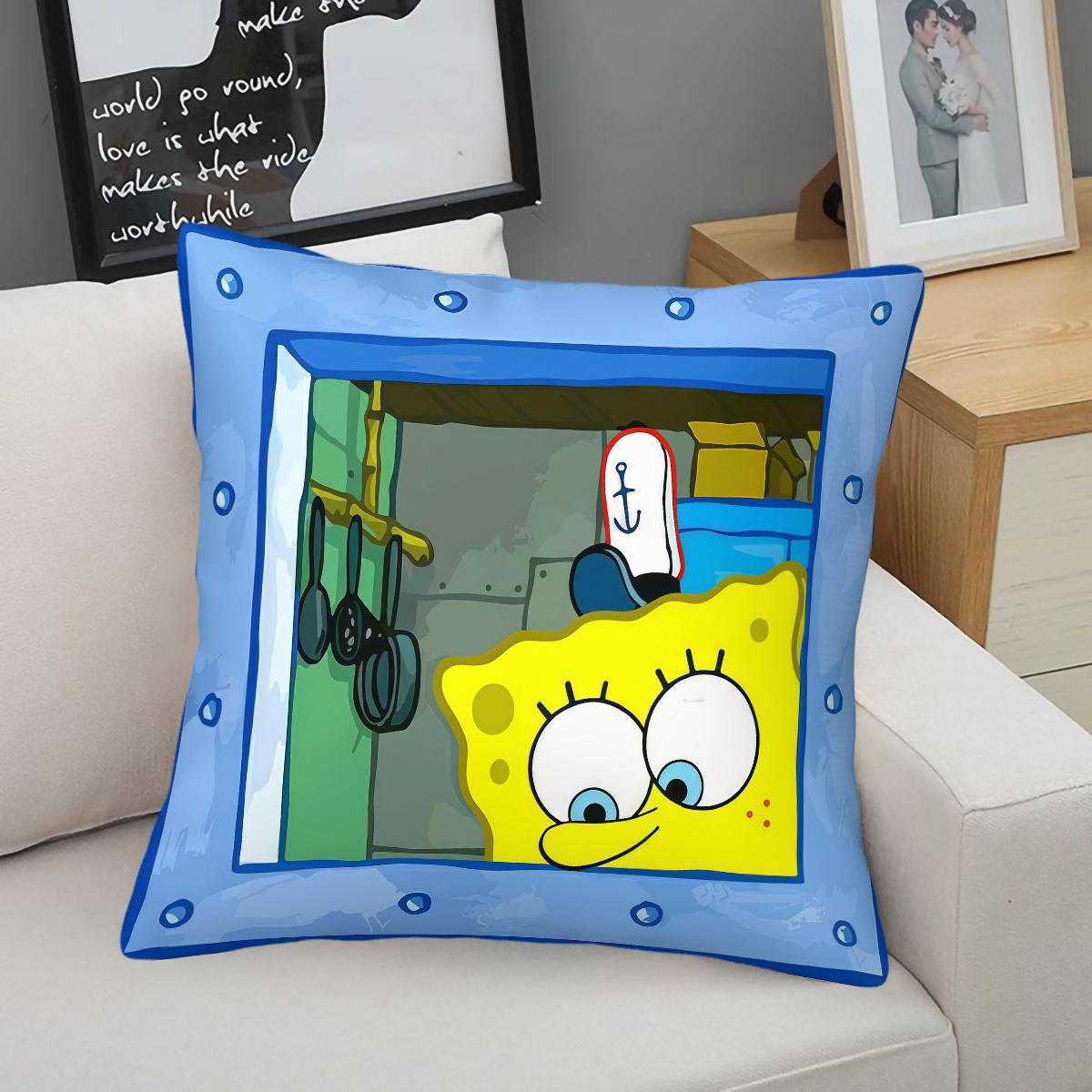 Spongebob Squarepants Pattern Pillow, Soft and Comfortable Printed Design, Multiple Patterns Available, Perfect Gift for Kids and Adults