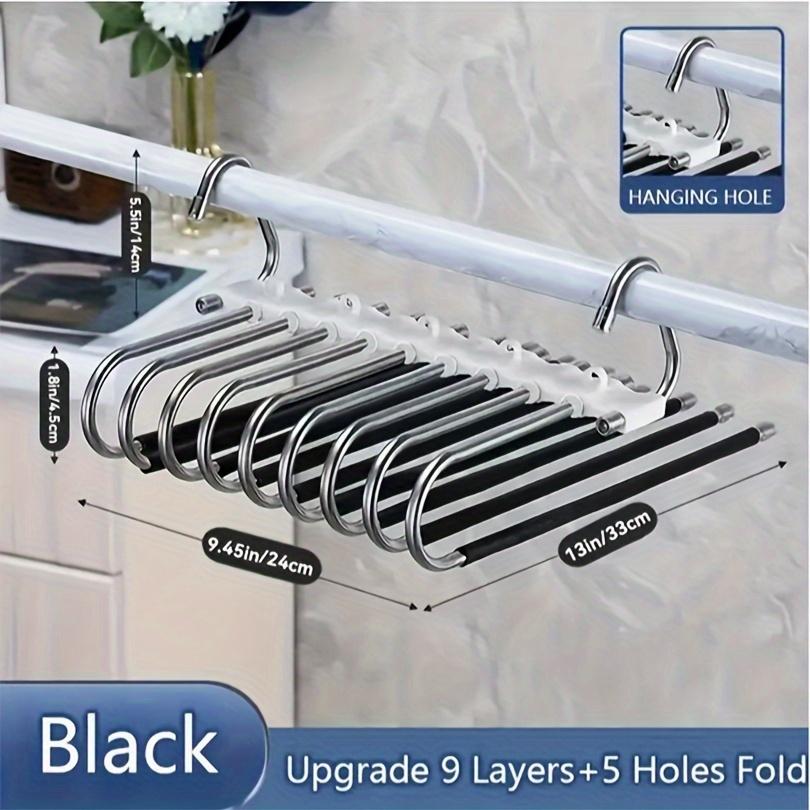 Upgraded 5-Layer Wave Pants Hanger - Multifunctional Space Saving Closet Solution for Leggings, Slacks & Accessories - Seamless Non-Slip S-Type Organizer Rack
