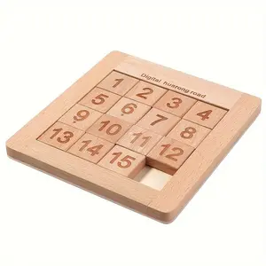 Sliding Block Puzzle Game, Move to Complete the Numbers in Sequence, Fun Cube Brain Teaser Toy for Kids, Enhances Logical Thinking Skills, Perfect Back-to-School Gift for Children, Puzzles for Toddlers, Recycled Wood Construction
