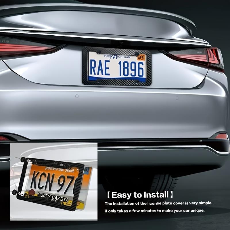 Durable Abs Plastic License Plate Frame, Carbon Fiber Design for Us & Canada Plates, Includes Screws and Nuts, Automotive Accessory