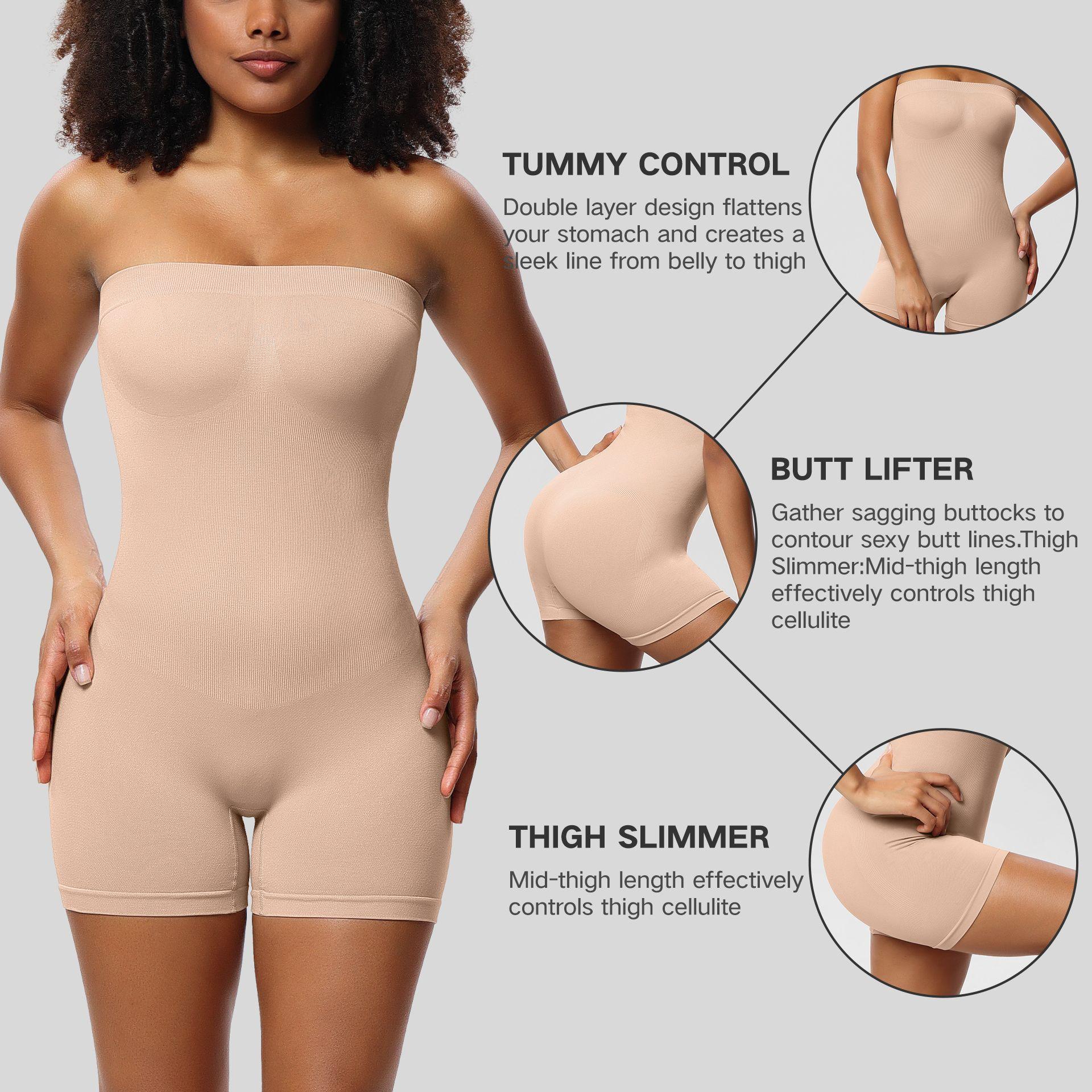 Strapless Shorts Bodysuit Shapewear for Women Tummy Control Seamless Sculpt Body Shaper