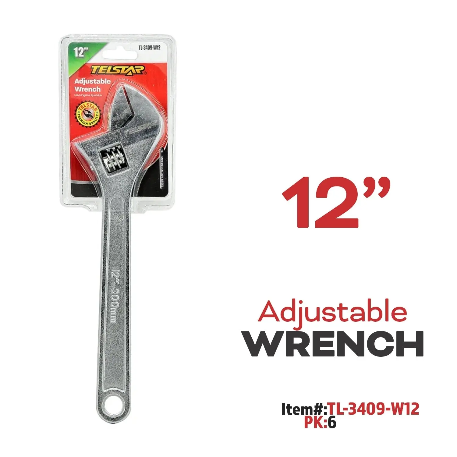 12 Inch Adjustable Wrench, Wide Jaw Opening Spanner, Durable Hand Tool for Plumbing, Auto & Household Repair