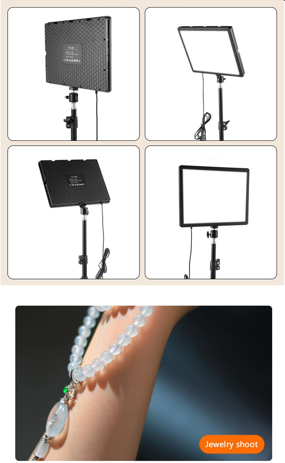 12 Inch USB Powered Dimmable LED Selfie Light, Flat Video Light with Phone Tripod Clamp and Phone Holder for Live Streaming, Photography