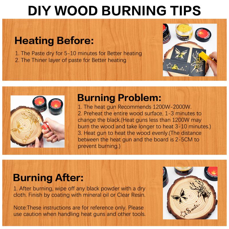Wooden Burning Paste, 4 OZ Wood Burn Gel for Crafting, Drawing and DIY Arts, Create Beautiful Art in Minutes, Personalize Your Craft