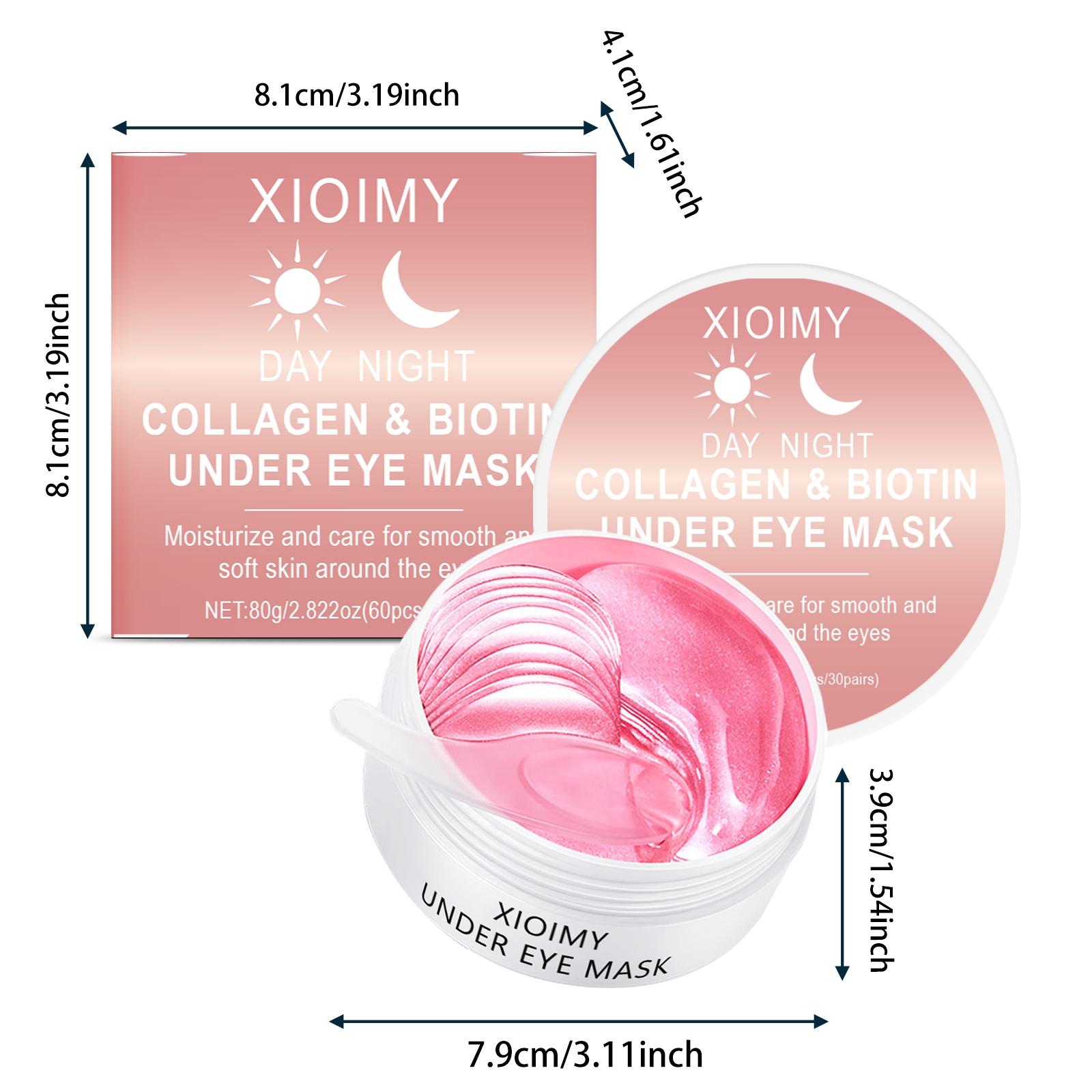 60pcs Collagen & Biotin Eye Treatment Masks, Intense Moisturizing, Brightening, Firming and Hydrating, Suitable for All Skin Types