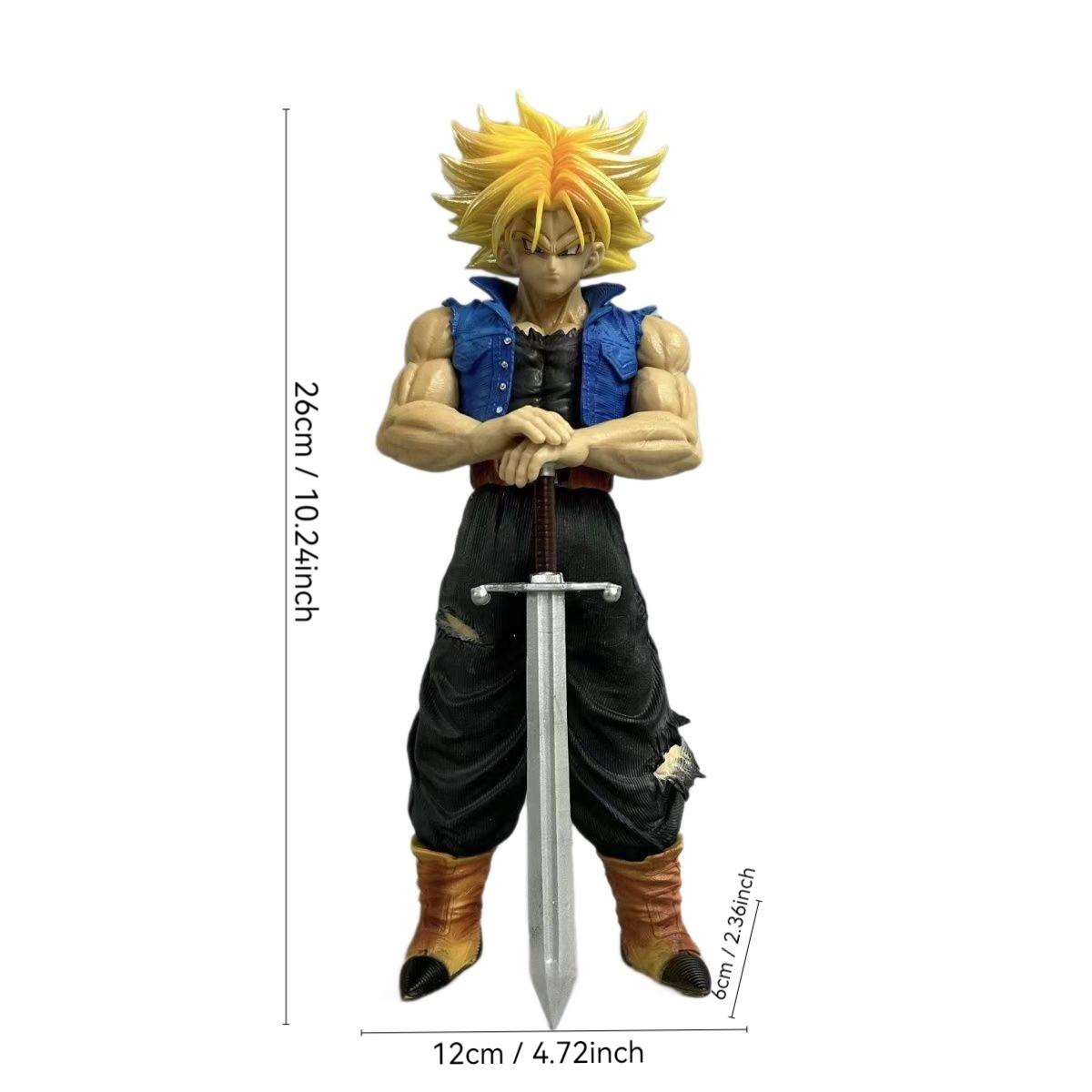 One Piece Dragon Ball Super Trunks Figure， Super Saiyan Sword Pose with Starry Sky Scene，Unboxing Trunks Super Saiyan Statue! Must-Have DBZ Collectible for Anime Fans，Stunning Trunks Action Figure, Perfect Desk Decor for Dragon Ball Otakus ﻿
