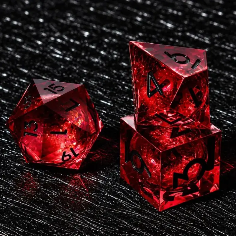Gothic Dark Starry Liquid Core Dice Set, Perfect for Magic Games, Elegant D&d Dice Set, Ideal Dnd Gift, Smooth Rolling