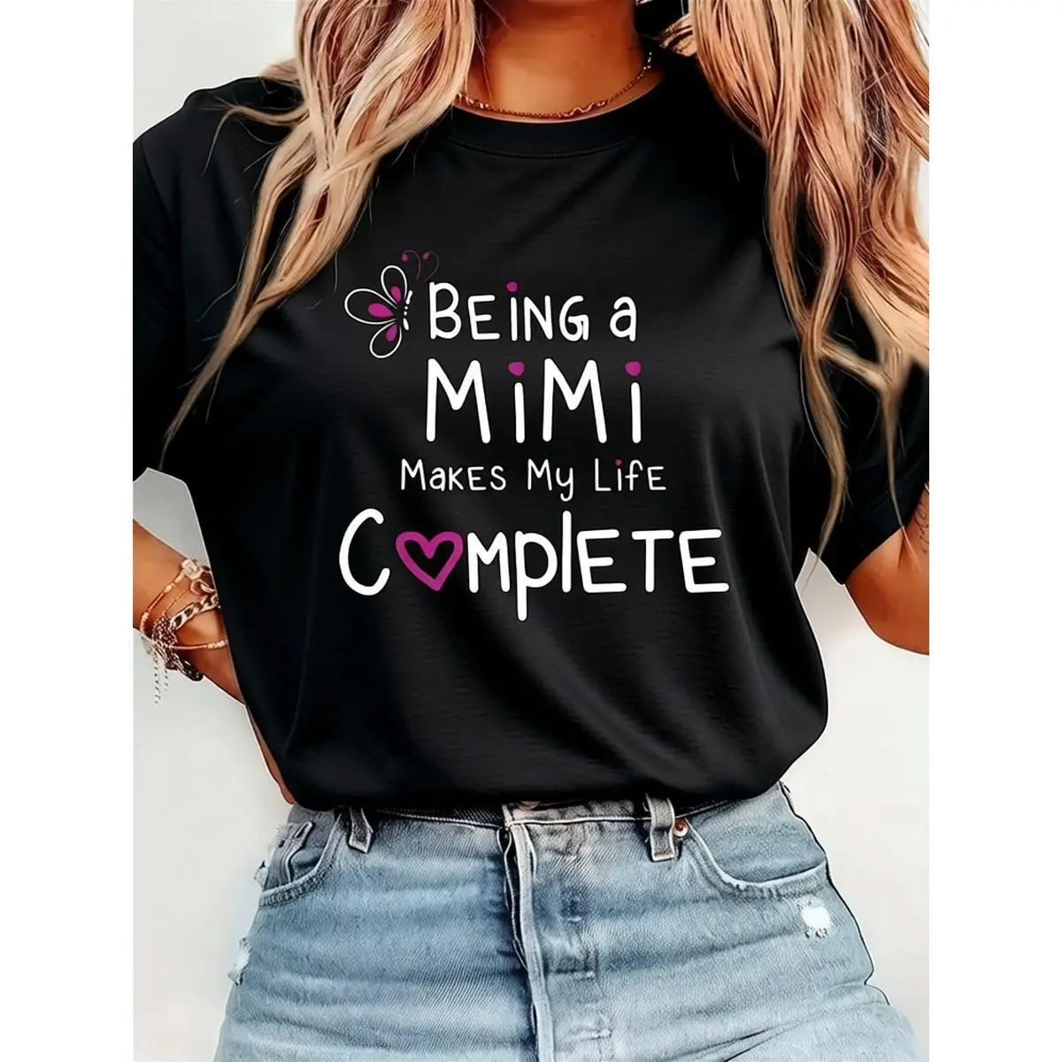 Men's Basic Tshirt with 'Proud Mimi' Graphic Print, Casual Short-Sleeve Fashion Top, Relaxed Versatile Tee