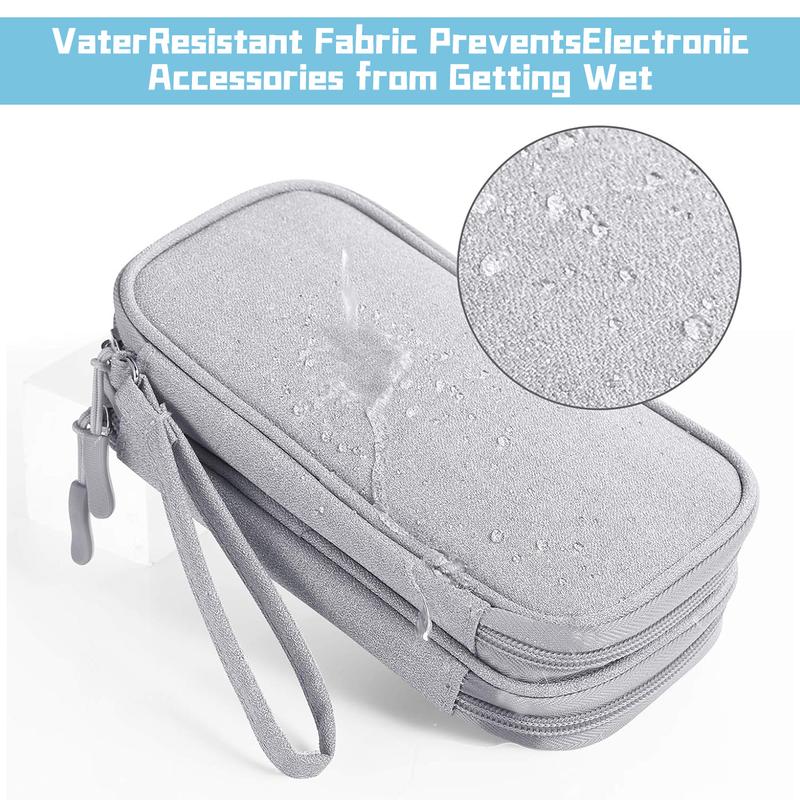 Travel Cable Organizer Pouch, Portable Double Layer Waterproof Cable Organizer, Travel Essentials Storage Pouch for Cord, Charger,Phone,Earphone, Travel Essentials