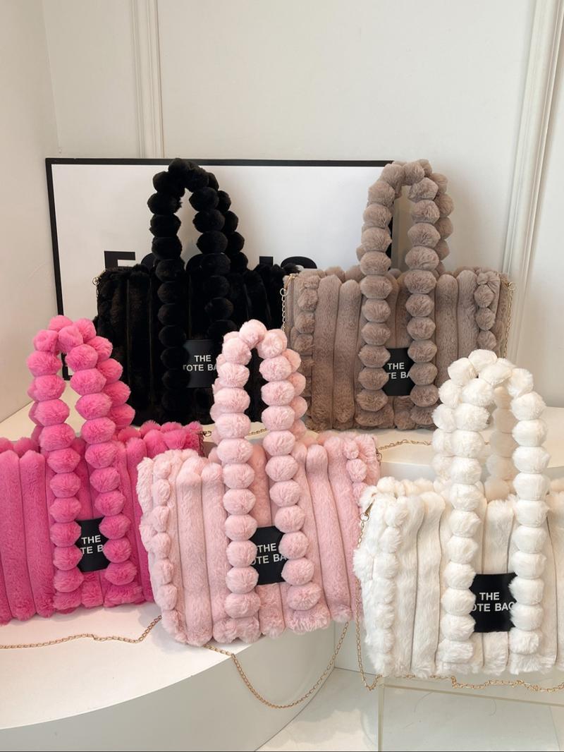 Plush Satchel Handbag for Women, Fall & Winter Fashion Accessory, Soft Plush Design Ideal Gift, Daily Use Casual Style Bag, Handheld Bag Purse