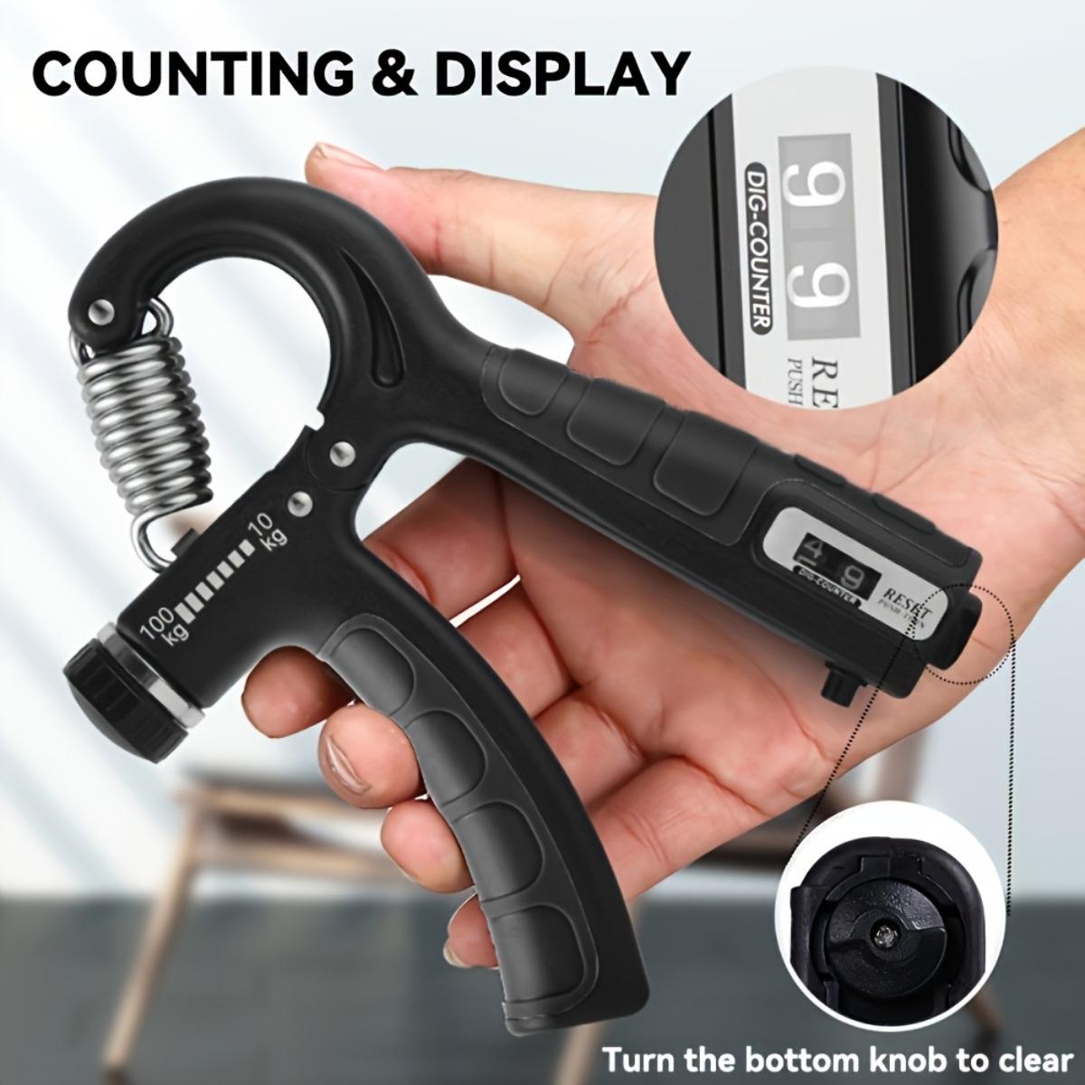 Counting Grip Strengthener - Adjustable Resistance, Ergonomic Design, Heavy-Duty Spring, Suitable for Fitness and Rehabilitation Training, Fitness Equipment