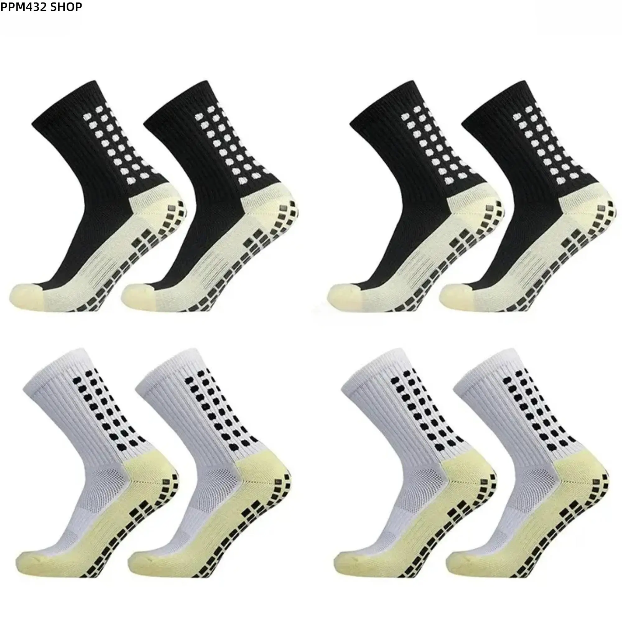 Men's Athletic Crew Socks, 1-4 Pairs Sports Compression Socks with Breathable Moisture Wicking Fabric & Non Slip Grip, Comfortable Training Socks for Soccer, Gym, Running, Basketball, Workout, Outdoor Fitness, Daily Wear