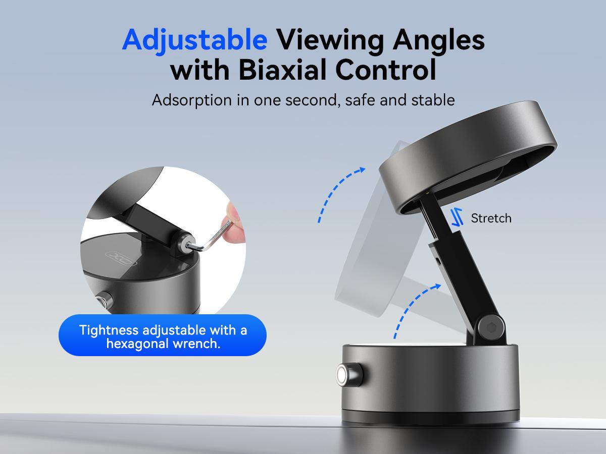 Vacuum Magnetic Suction Phone Holder,XO Upgraded 360° Adjustable Suction Cup Car Phone Mount,Hands-Free Cell Phone Holder for Car/Gym/Mirror/Smooth Surface,Compatible with iPhone 16/15/14/13/12 Series