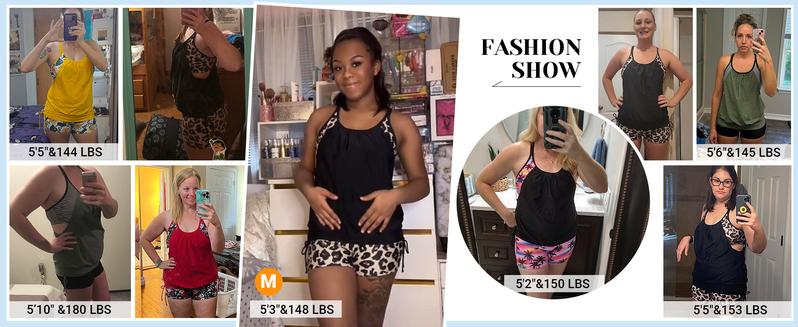 Holipick Womens Tankini Swimsuits Two Piece Tummy Control Bathing Suits Blouson Tankini Top with Sporty Boy Shorts Plus Size Tankini Swimsuits for Women Swimwear Swimsuits for Curvy Women