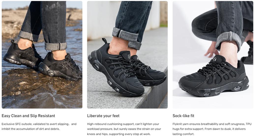 Men's Non-slip Work Shoes Oil-Resistant with Air Cushion Breathable Mesh Comfort Footwear work shoe