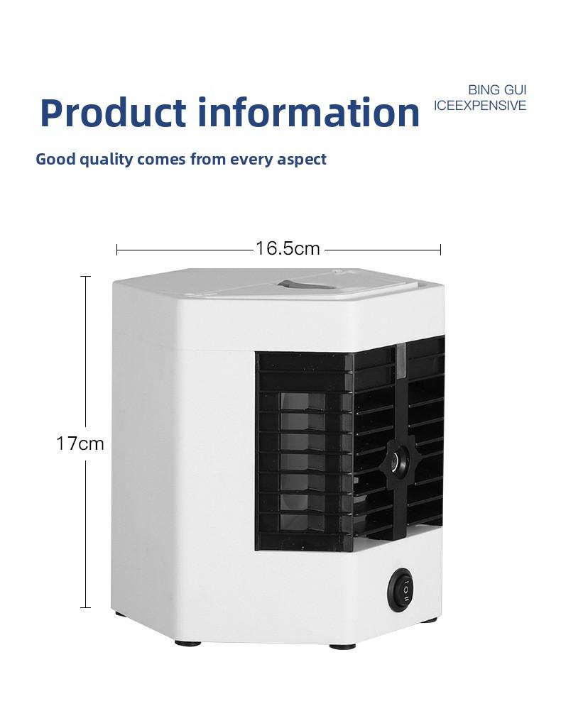 USB Powered Mini Air Cooler - Quiet Operation Home Appliance with Adapter, Mist Cooling, Fine Atomization Spray, Humidity Boost, 17x17x17 cm Compact Form, Tabletop Cooling Sleep Aid for Hot Weather