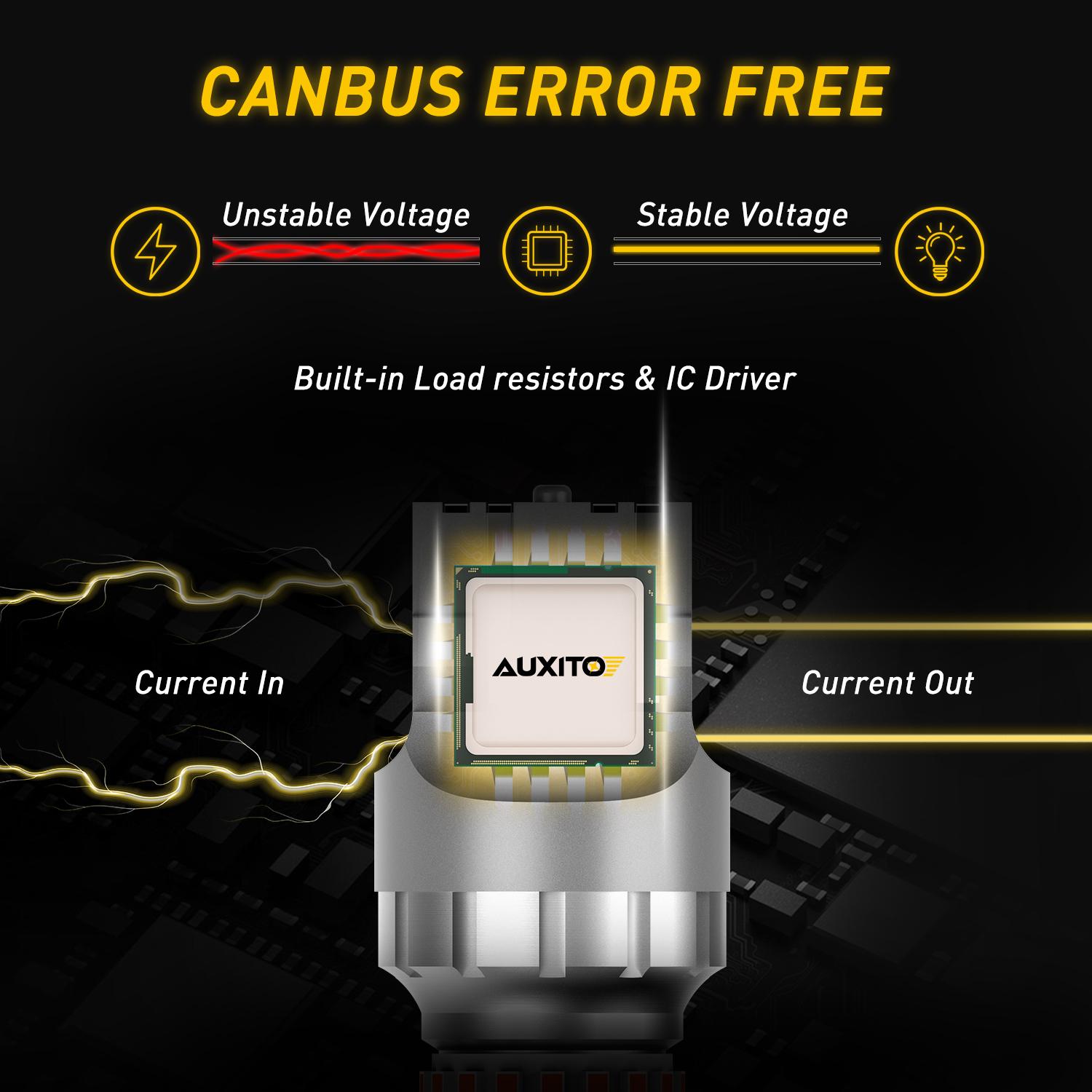 AUXITO Red LED Strobe Tail Brake Light Bulb, CANBUS Ready 7440/7443 OR 3156/3157 LED Flashing Stop Bulbs (Not Universal), 2800LM 300% Brighter Plug and Play, for Backup Light, Tail Light, Brake Light, Turn Signal Light, Parking Light, Pack of 2