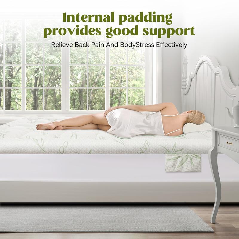 Bamboo Extra Thick Mattress Topper Waterproof Mattress Protector- 1000 GSM Quilted Fitted Extra, Cooling Breathable Pillow Mattress Pad - Deep Pocket Topper Fits 8-21 Inches