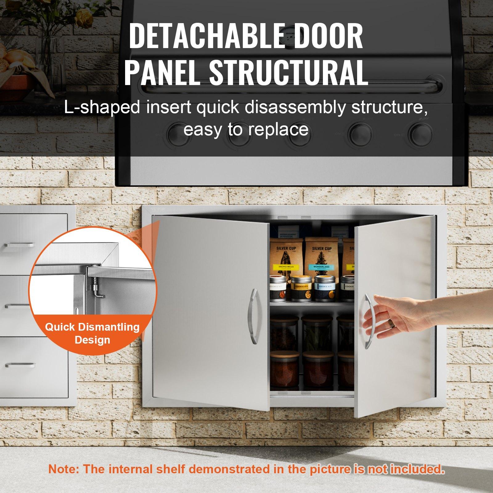 【Summerfinds】VEVOR Stainless Steel Double Vertical Wall BBQ Access Door, 35Wx24H in Flush Mount Door with Handles, for BBQ Island, Grilling Station