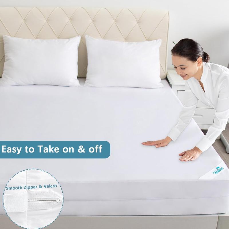 Biloban Zippered Mattress Protector Waterproof, Ultra-Soft Breathable Bed Bug Proof Mattress Encasement 6-Sided Topper Cover Fitted Sheet Deep Pocket, Low Profile Box Spring Cover, for Adults Kids & Elderly #TiktokshopStockUp