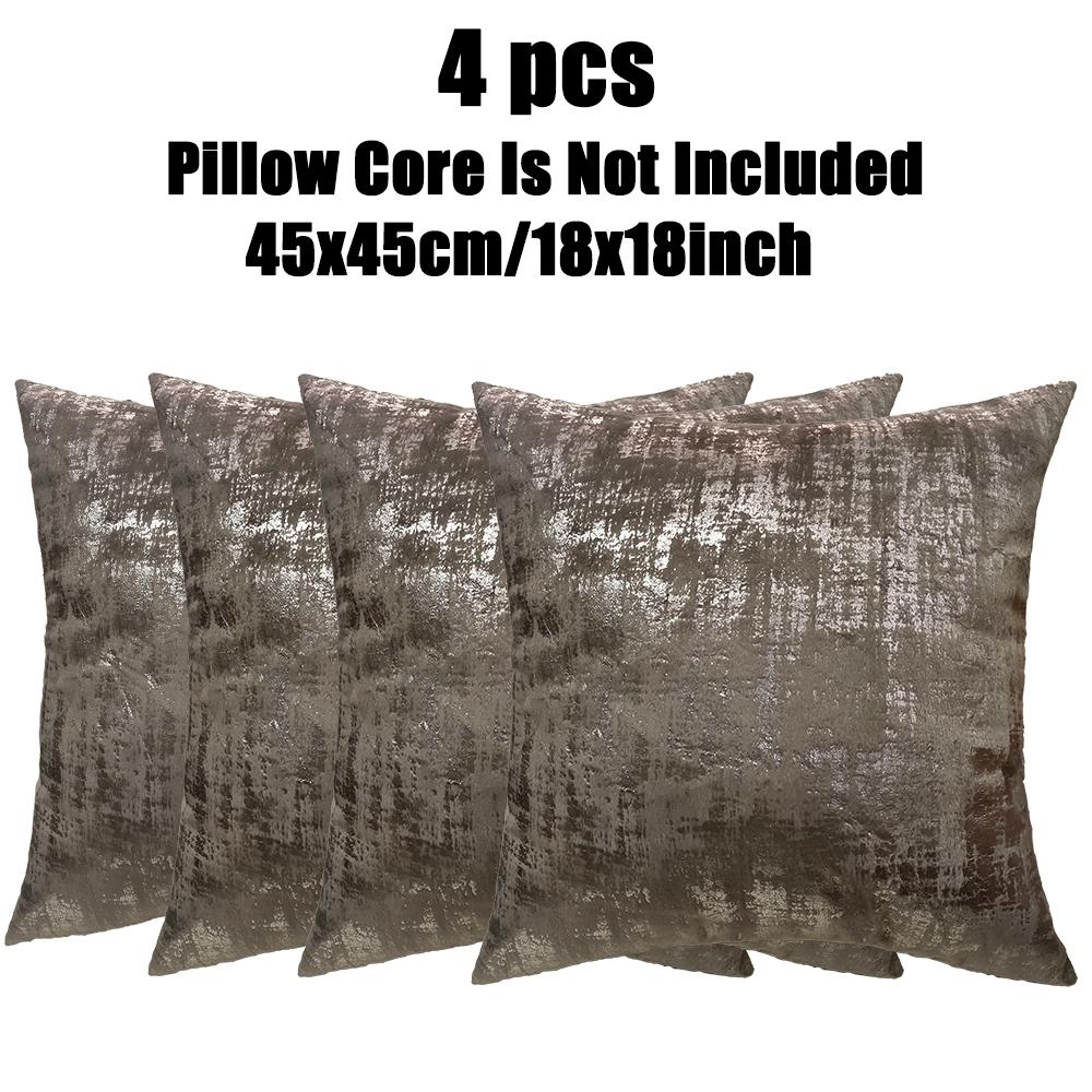 4pcs Pillow Covers Set, Silver Soft Modern Style, Home Sofa Chair Backrest Decorative Cushion Cover