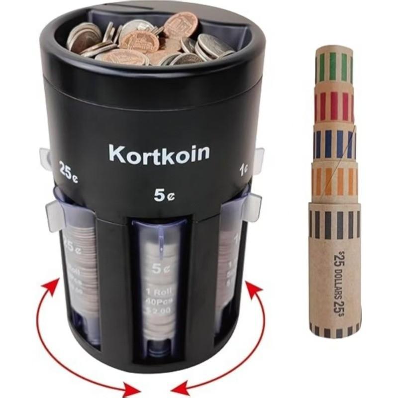 5-In-1 Multi-Functional Coin Sorter Counter, Rotating Base Coin Classifier, Office Kids Savings Home Storage, No Battery Required