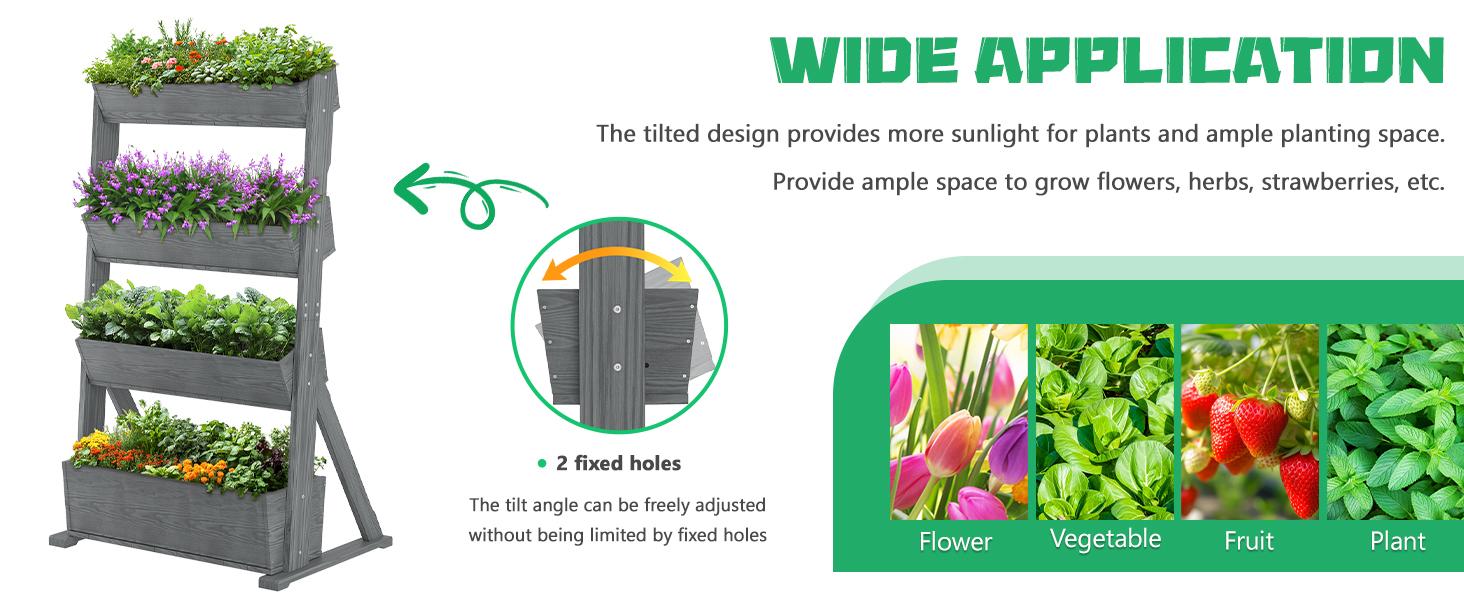 Lilypelle Vertical Wooden Raised Garden Bed, 4-5 Tier Planters Freestanding Wood Plant Stand Flower Rack Planter Box for Plant Herb Flowers Vegetables