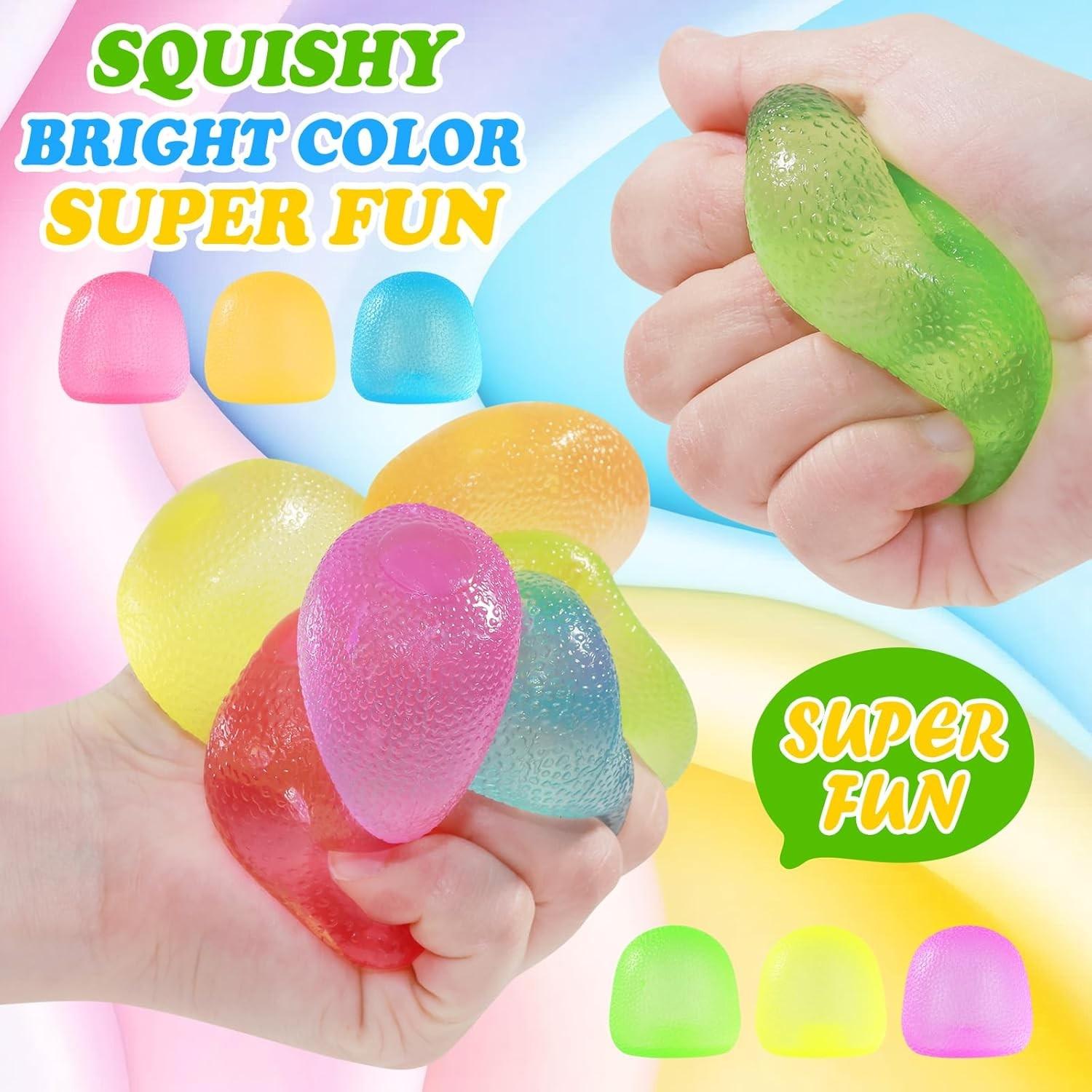 Soft and Squeezable Toys for Kids and Adults | Ultra-Durable Squishy Toys, Sensory Stress Relief, Birthday & Party Gifts, Desk Accessories, Mixed Colors, TPR Material