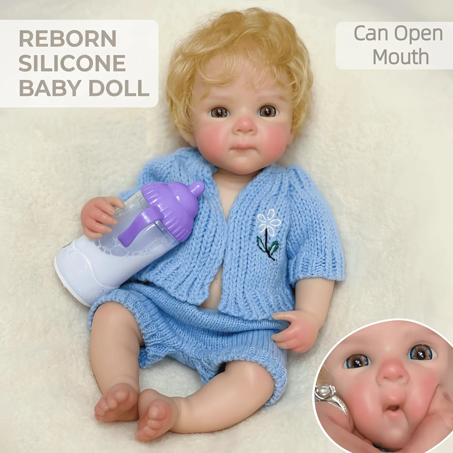 13inch Movable Full-Body Doll Betty, hand-planted hair, realistic skin texture details, soft to the touch, reborn doll, cute gift
