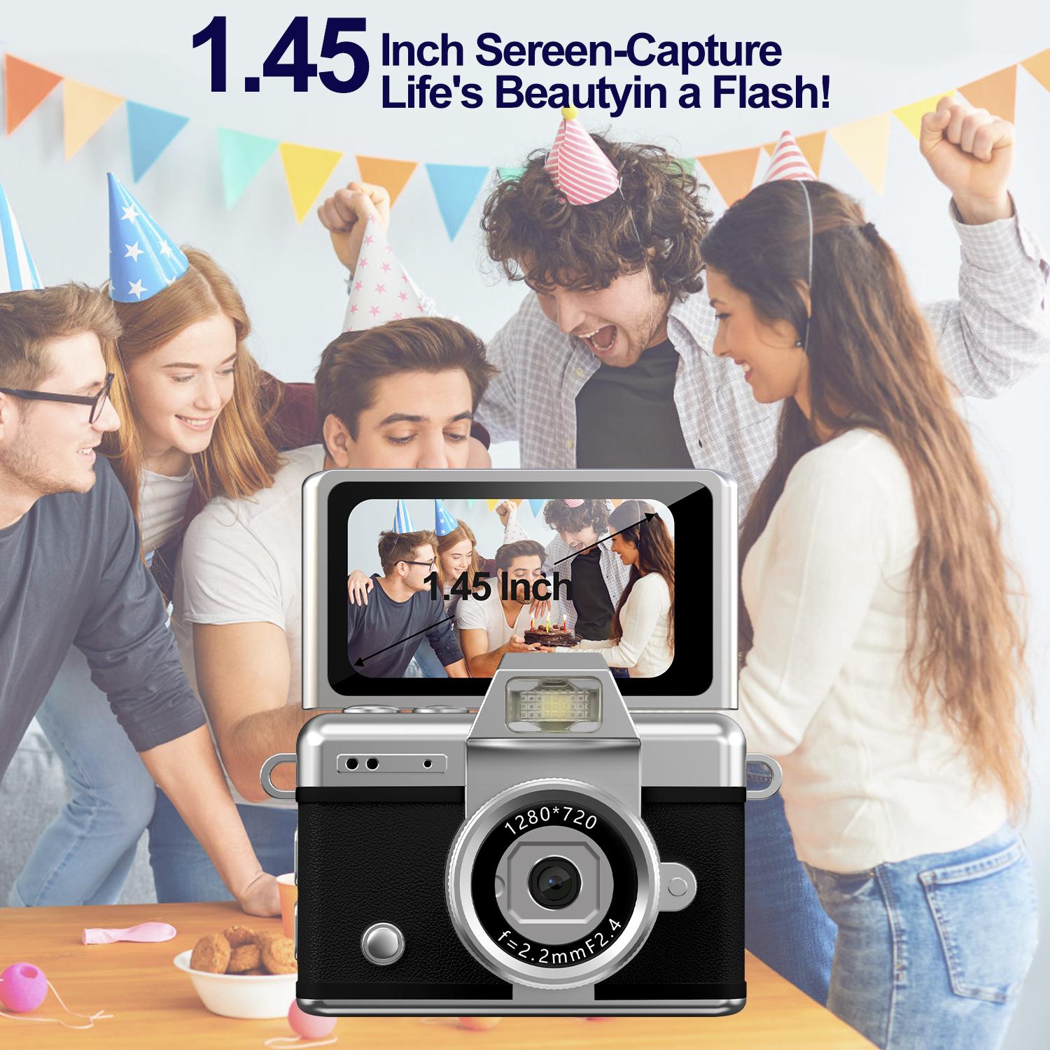 Thumb-Sized Ccd Flip Camera, Portable Vlogging Camera, Fashion Accessory, 180° Rotatable Screen, Backlight, Movie-Level Vlogs, 32GB Memory Card Included