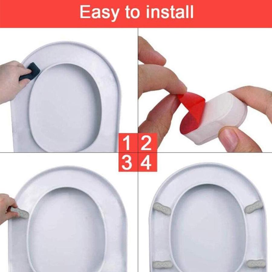 4Pcs Non-Slip Toilet Seat Protector Cushions, Adhesive Pads for Bidet, Elderly Support & Pregnancy Safety