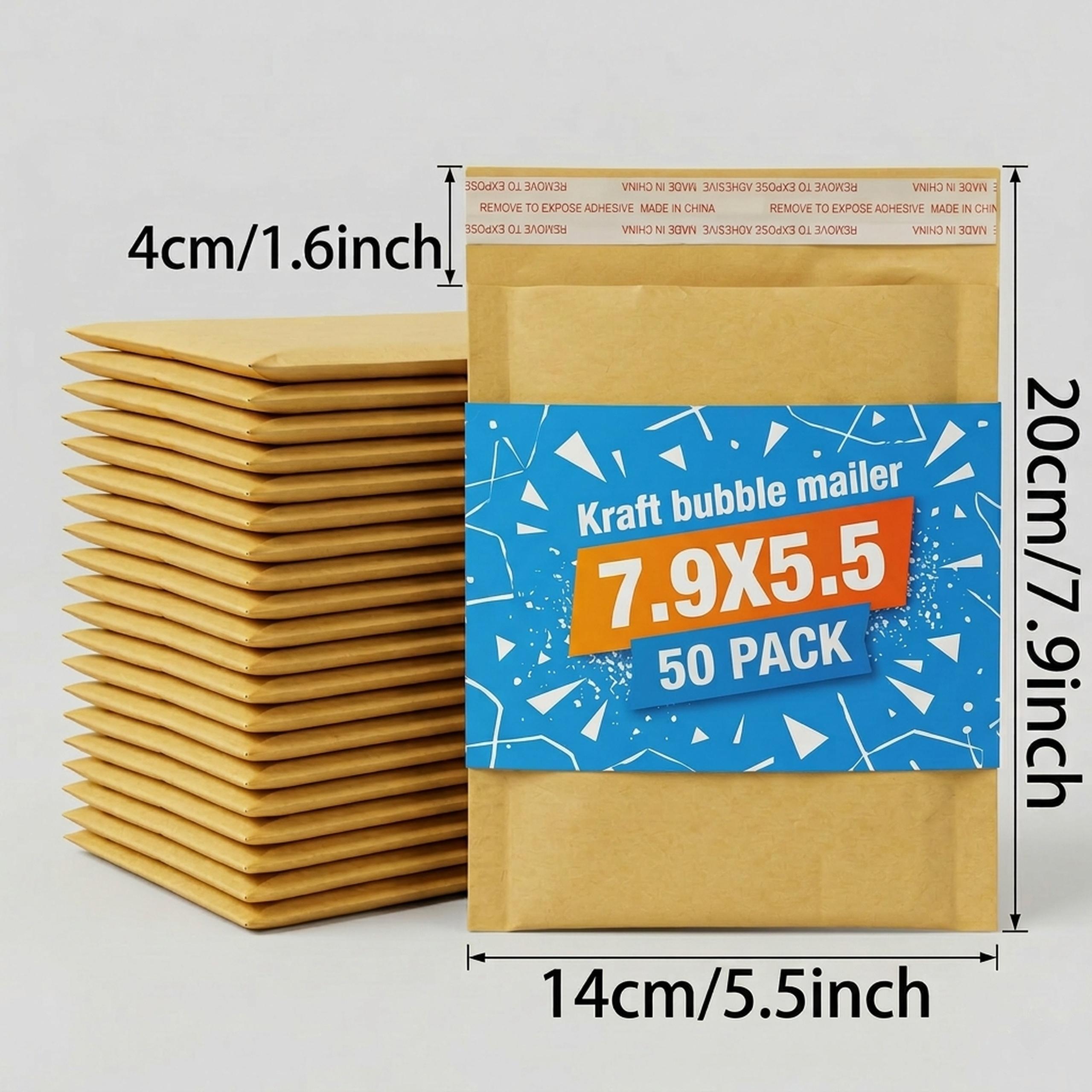 50/100 Pcs 5.5x7.9 Inch Bubble Mailers - Heavy Duty Padded Mailing Envelopes with Self-Sealing Strip, Waterproof Poly Bags for Small Business Shipping & Daily Packaging