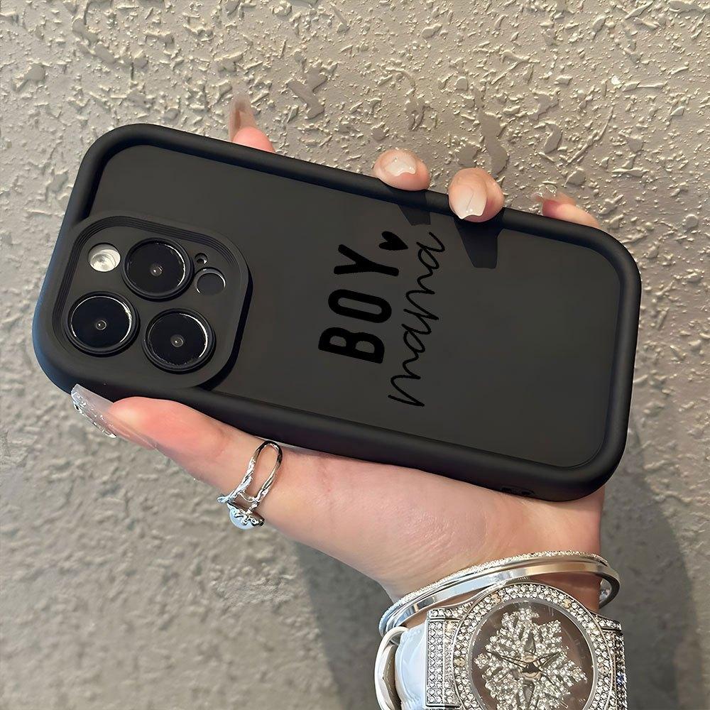 Creative Boy Mama Pattern Anti-Drop Soft Case Cover for iPhone 11/12/13/14 Pro Max/15 Pro/16 Plus/16 Pro Max, High-Quality Tpu Material