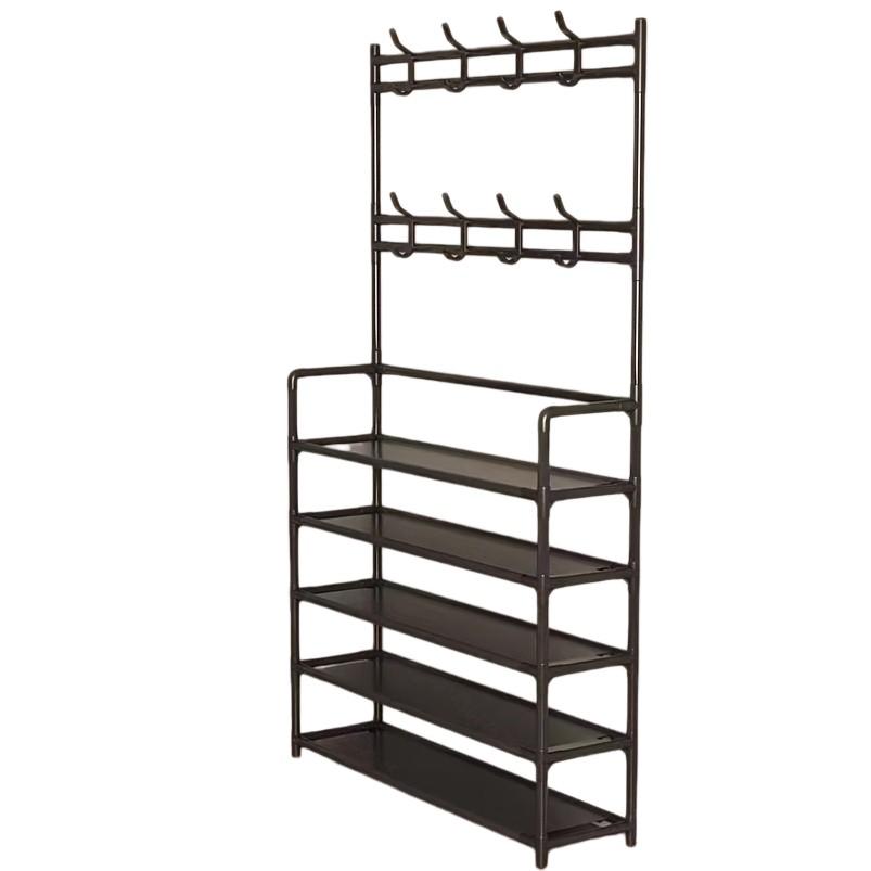 Door Back Hat Rack and Shoe Rack Combo, Five-Tier Hat Rack with Shoe Rack, Steel, /, Home Storage Organizer