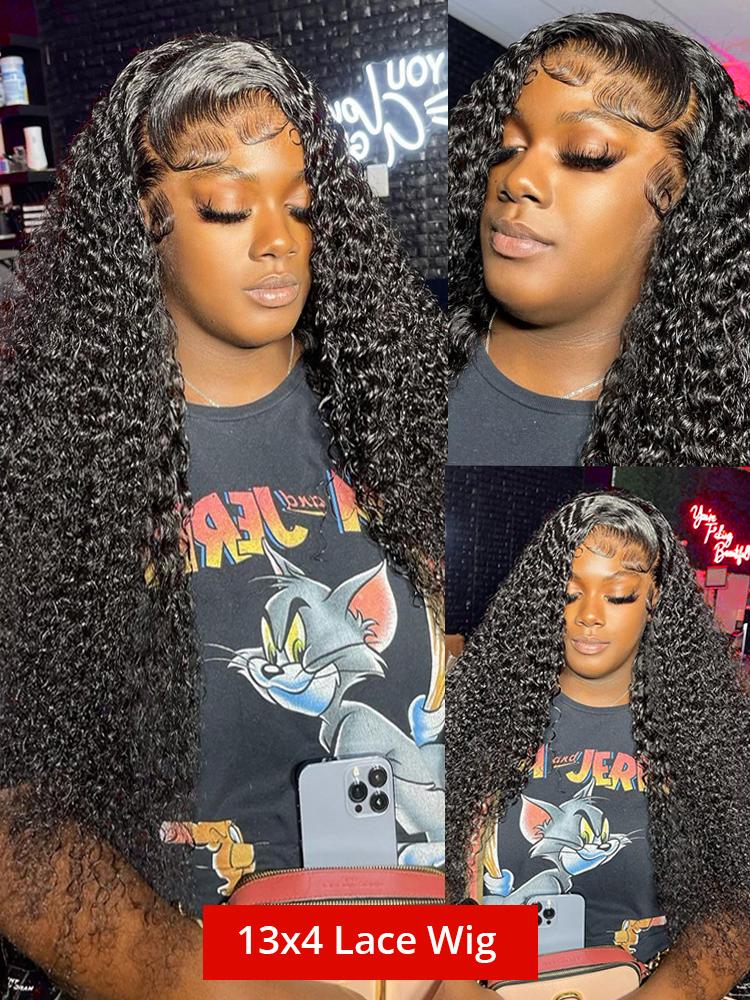 13x6 Deep Wave Lace Front Wigs Human Hair Transparent 13x4 Lace Frontal Wigs Pre Plucked HD Lace Front Wigs For Women 180%