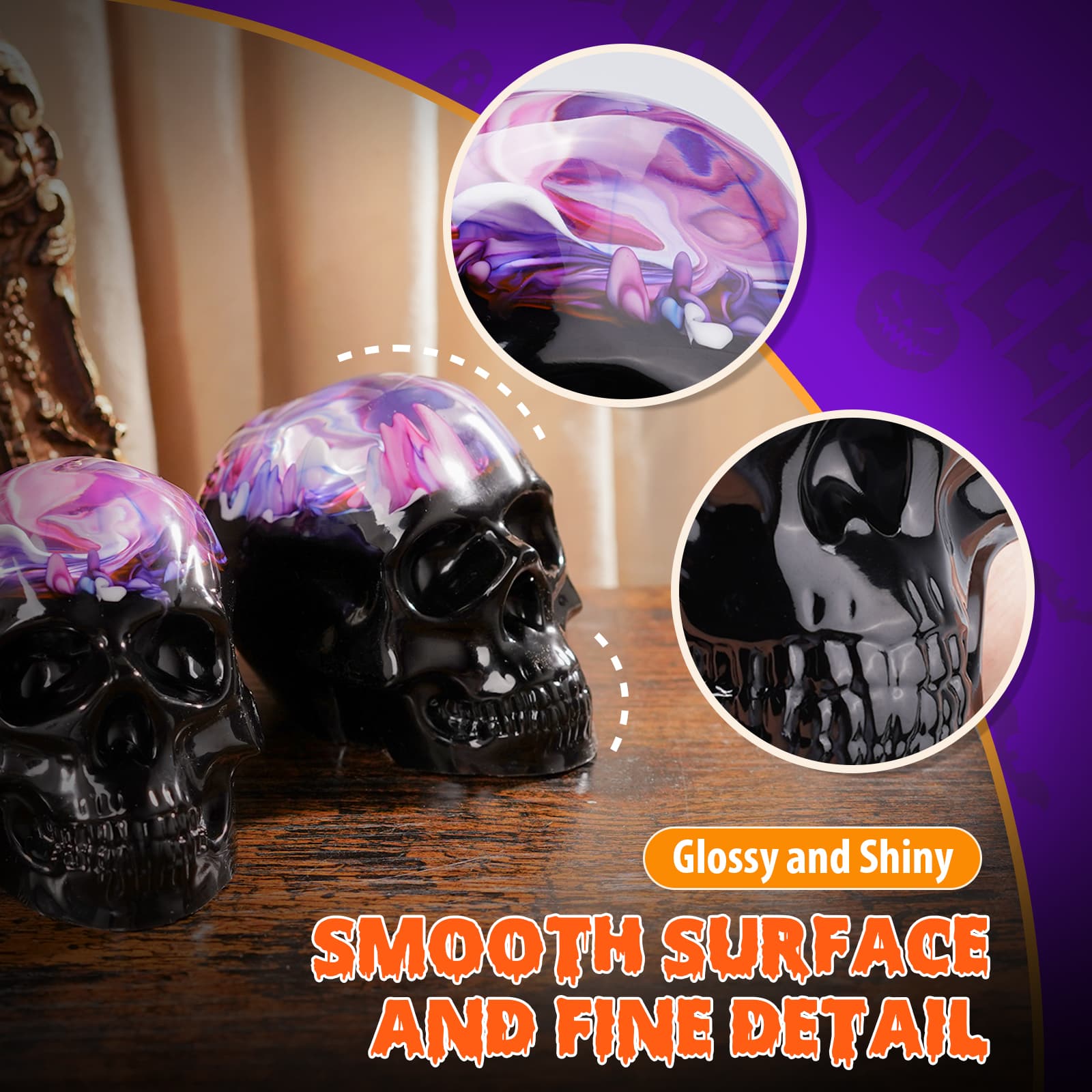 3D Skull Resin Molds, 4 Sizes Set of Skull Silicone Molds for Epoxy Resin, Candle Wax, Soap, Clay, Key Chain Casting, Ideal Halloween Home Decoration and Gifts - LET'S RESIN