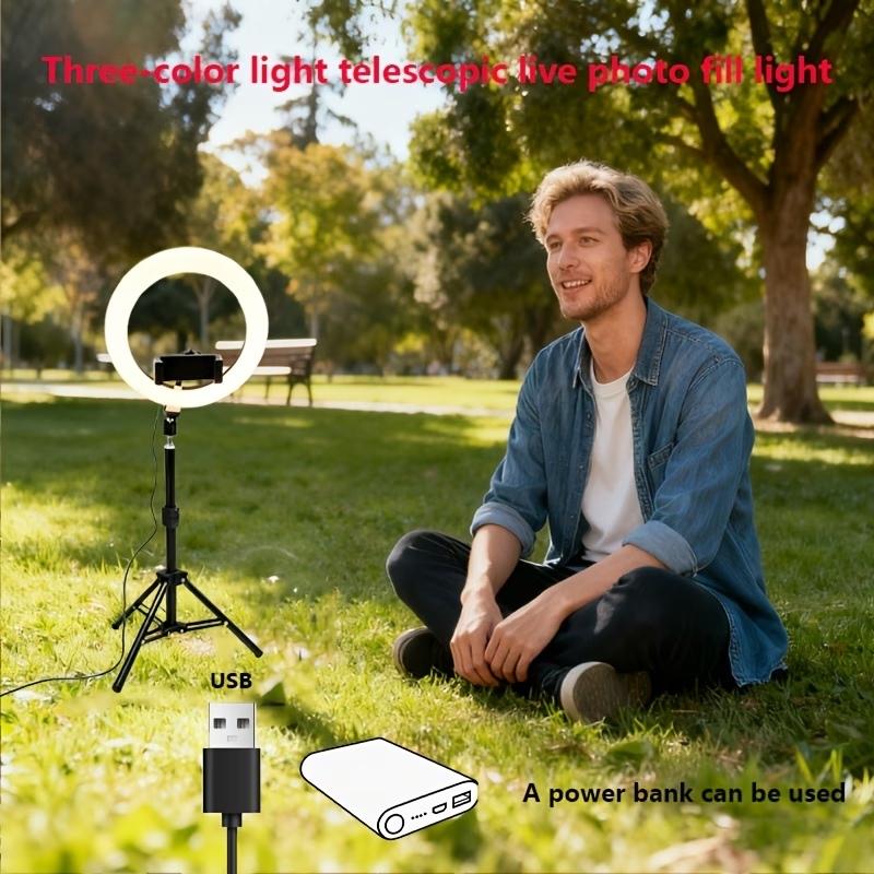 LED Ring Light Featuring Holders And a Metal Tripod Stand That Can Be Adjusted, Equipped with LED Fill Light, Offering Three Color Options And Ten Brightness Levels, Ideal for Selfies, Photography, Live Streaming, Video Recording, And Meetings