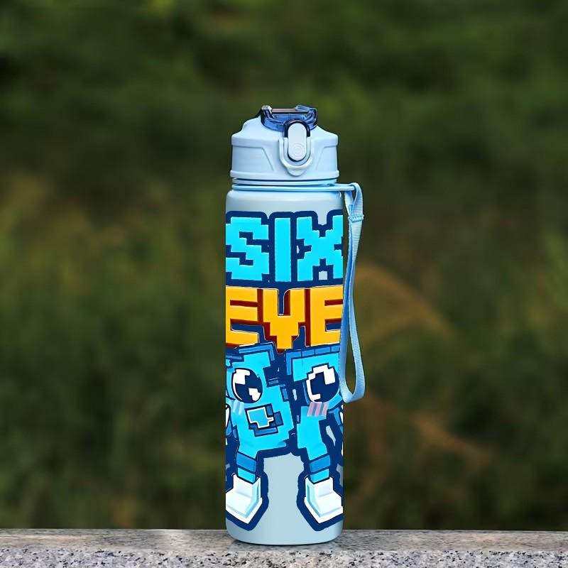 1pc Sixseven 26-Ounce Outdoor Water Bottle, 67 Printed Design Plastic Sports Drinking Bottle, Featuring a One-Touch Opening, Made of Plastic, Adorned with Cartoon Characters, Ideal for Travel, a Present for Her
