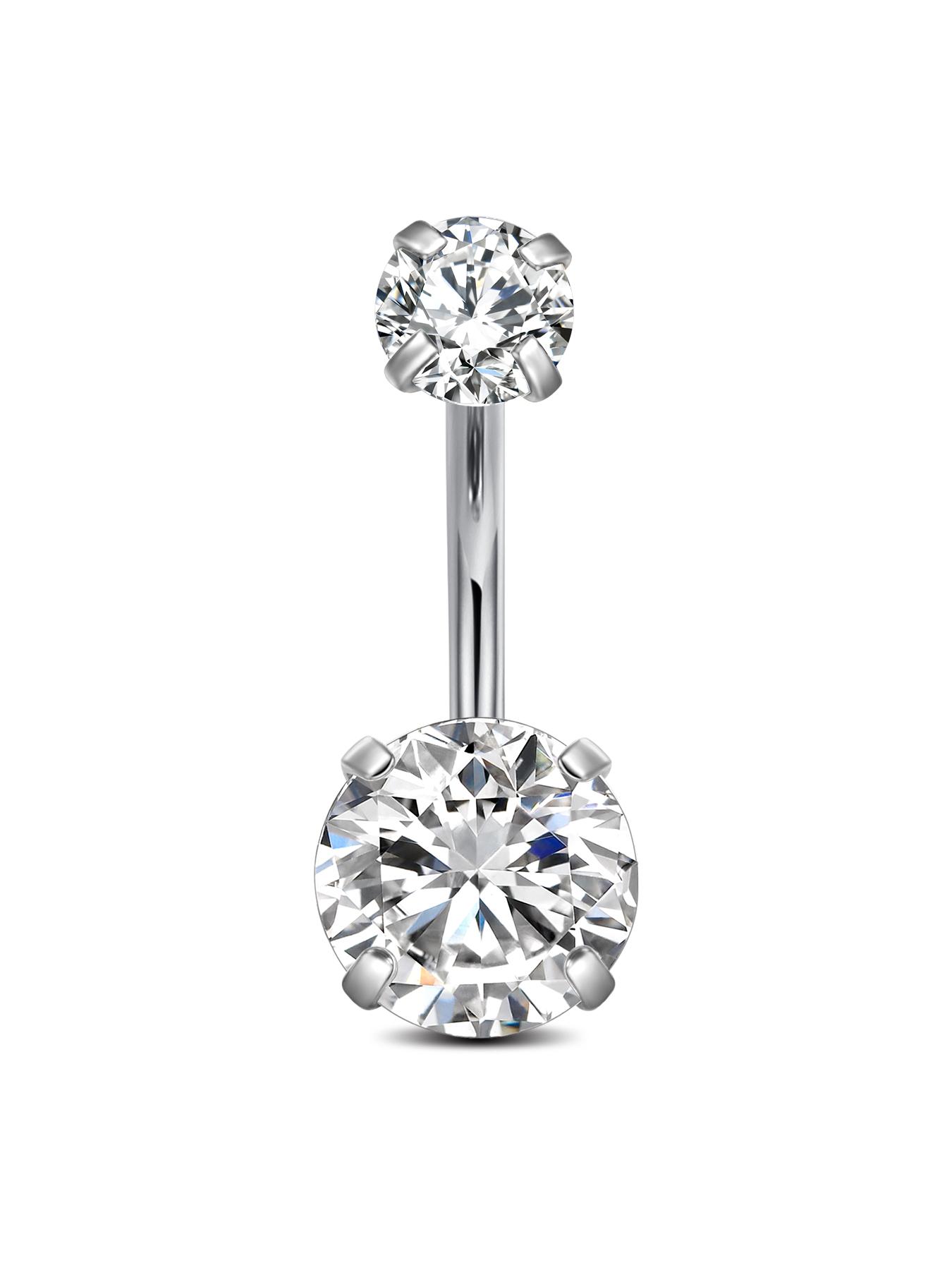 14Gauge Belly Button Rings, G23 Titanium Alloy Cubic Zirconia Navel Barbell Rings Body Piercing Jewelry 6/8/10/12/14/16mm