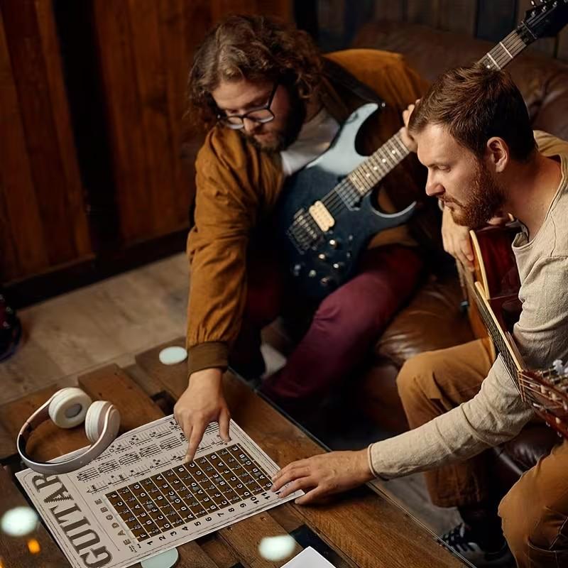 Guitar Chord and Fretboard Note Chart Stickers, Beginner Teaching Poster, Includes Chord and Note Stickers, 17 Inches X 11 Inches