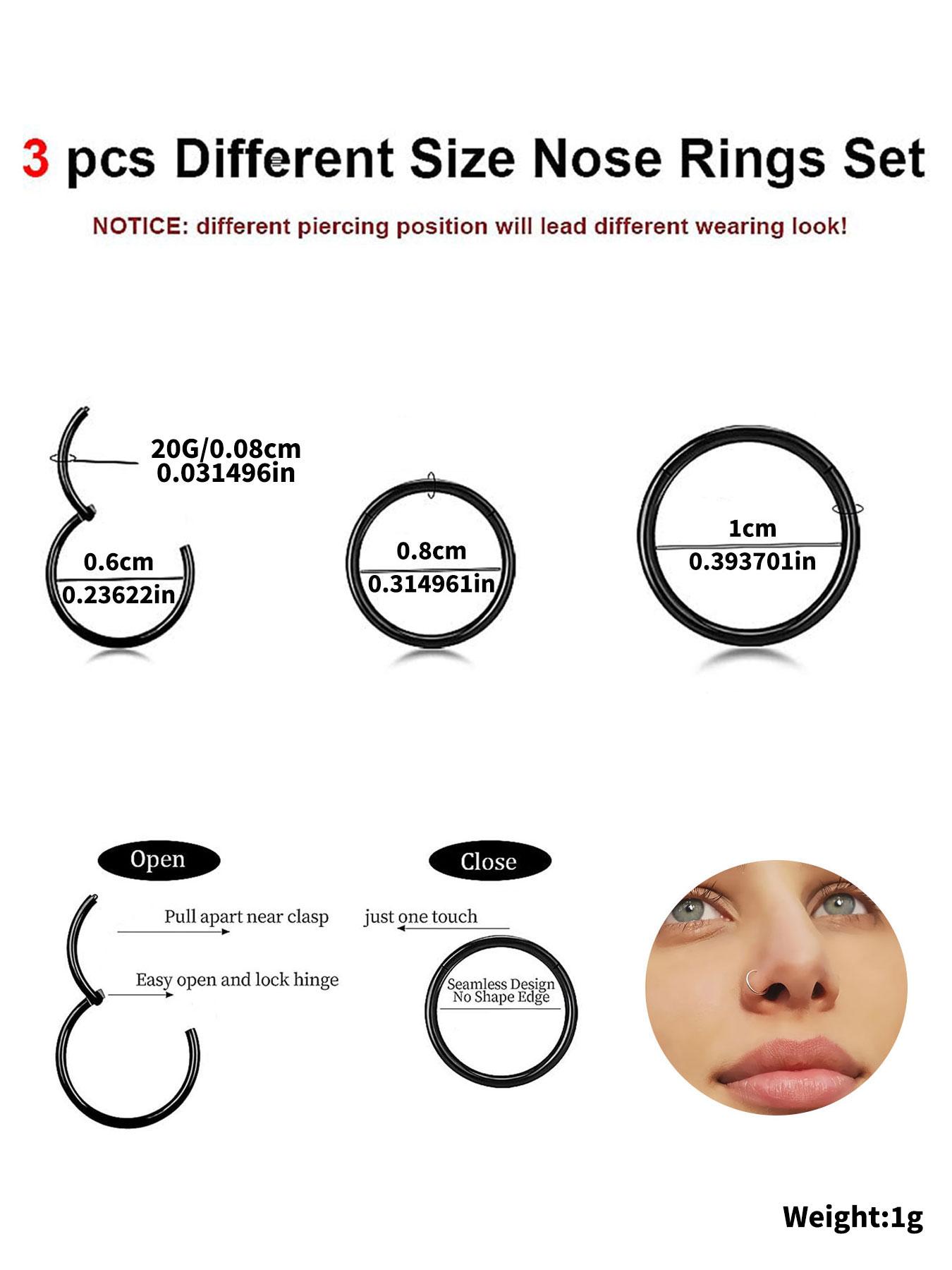 Minimalist Plain Color Nose Ring, Spiral Nose Ring, Stainless Steel Nose Ring, Lip Ring, for Helix Cartilage Conch Rook Piercing Jewelry